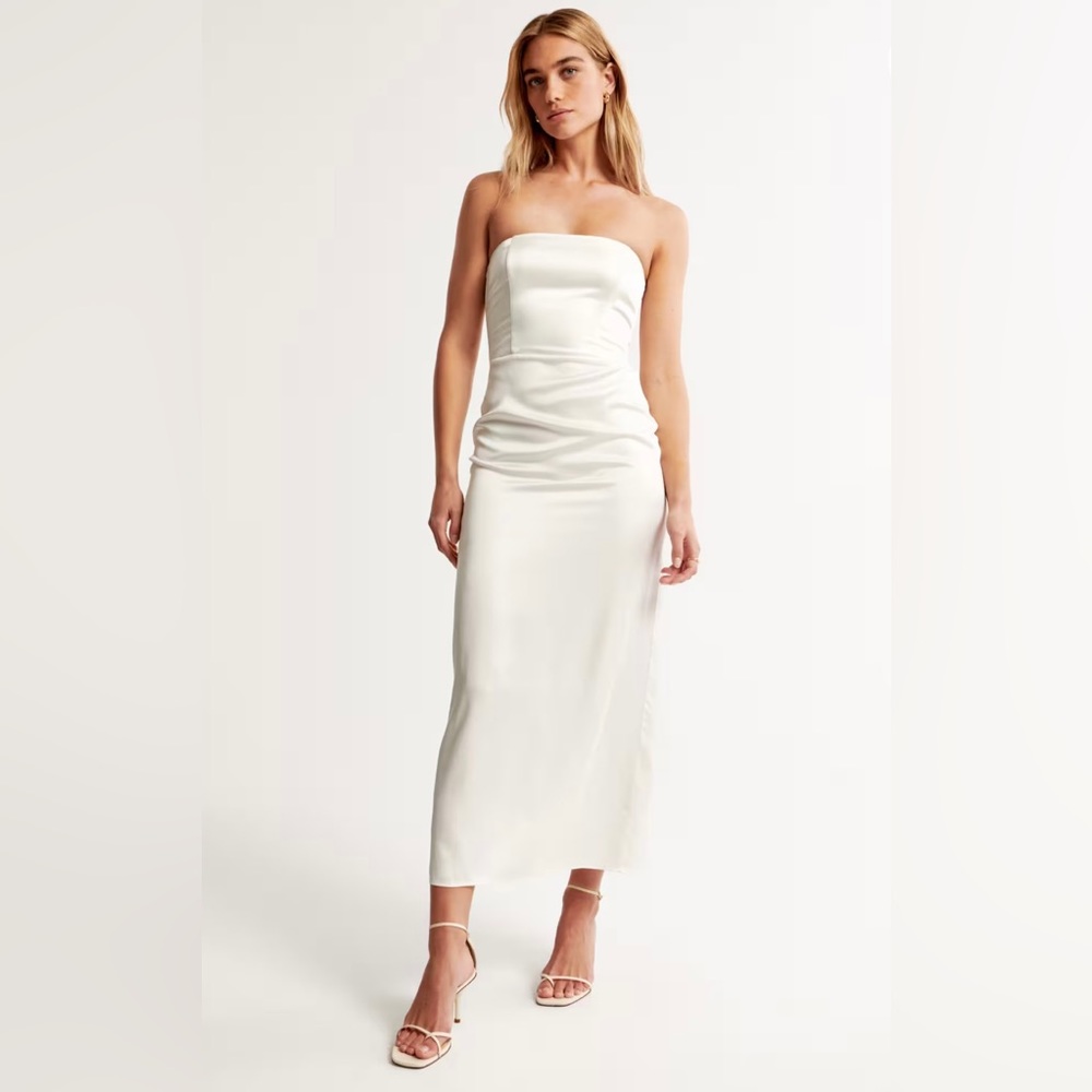 Abercrombie & Fitch Strapless Satin Maxi Dress